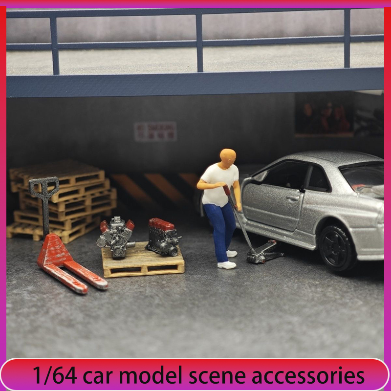 1:64 Car Model Repair Shop Sce - Car Accessories Decoration review and price