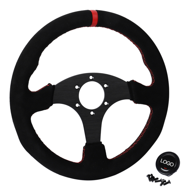 Suede Racing Steering Wheel Su - Car Accessories Logo review and price